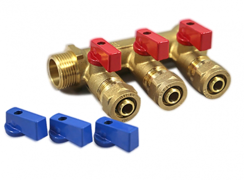 Коллектор с шаровыми кранами 3/4" (универсальные ручки) Millennium