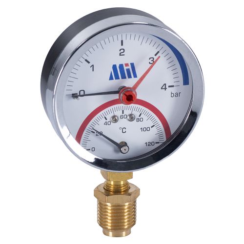 Термоманометр верт. 80мм 1/2"- 4бар (0-120C) "Millennium'