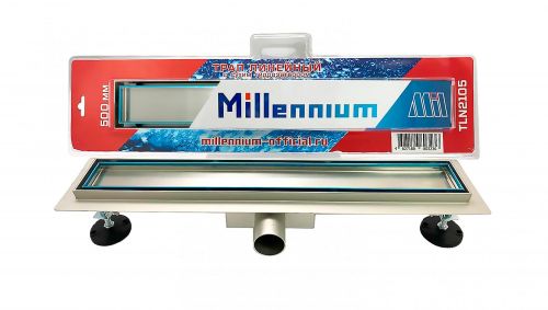 Трап линейный нержавейка  с сухим  гидрозатвором  50 см (под плитку) Millennium (в блистере)