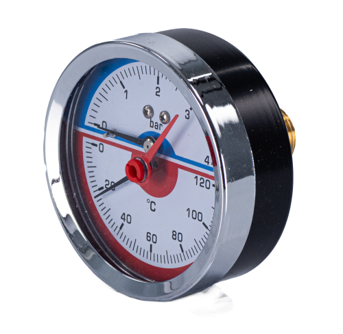 Термоманометр горизонтальный  80 мм 1/2"- 4 бар (0-120C) Millennium