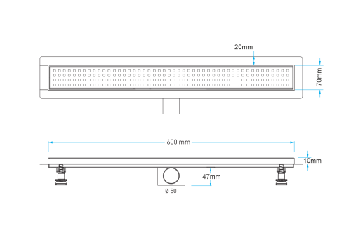 Трап линейный из нержавеющей стали с сухим гидрозатвором 60 см (решётка 04) Millennium