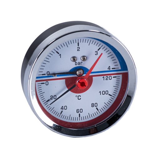 Термоманометр горизонтальный  80 мм 1/2"- 4 бар (0-120C) Millennium
