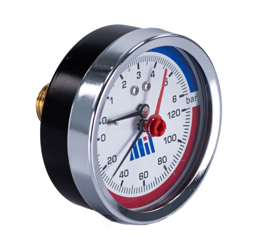 Термоманометр горизонтальный  80 мм 1/2"- 6 бар (0-120C) Millennium