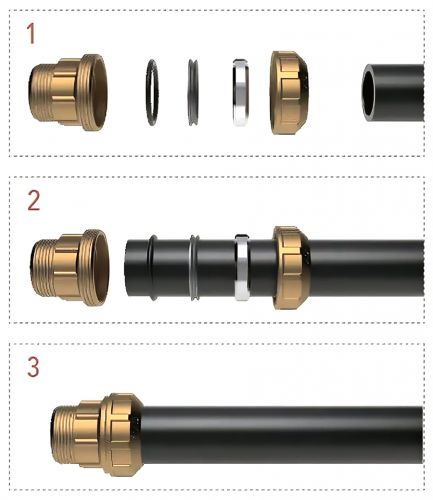 Муфта ПНД прямая с наружной резьбой  латунная 25-3/4" Millennium