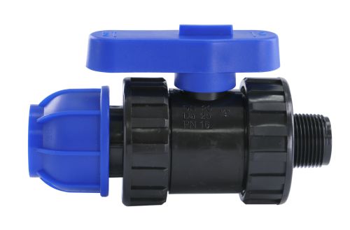 Кран шаровый ПНД    25- 3/4 с наружной резьбой (PN16)  Millennium