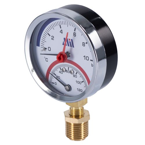 Термоманометр вертикальный  80 мм 1/2"- 10 бар (0-120C) Millennium