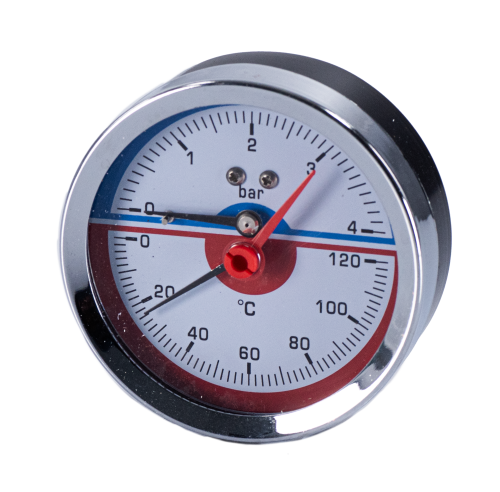 Термоманометр горизонтальный  80 мм 1/2"- 4 бар (0-120C) Millennium