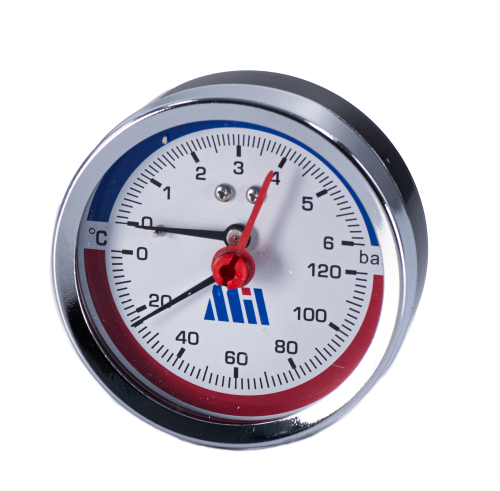 Термоманометр горизонтальный  80 мм 1/2"- 6 бар (0-120C) Millennium