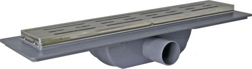 Трап линейный пластиковый 60 см мателлическая окантовка (решётка BASE) с сухим гидрозатвором Millennium