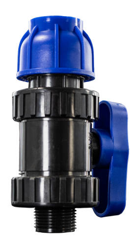 Кран шаровый ПНД    25- 3/4 с наружной резьбой (PN16)  Millennium