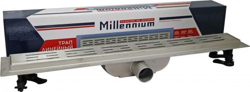 Трап линейный из нержавеющей стали 70 см (решётка BASE) с сухим гидрозатвором Millennium