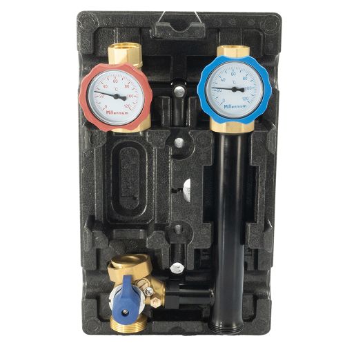 Насосная группа быстрого монтажа (левая) с трехходовым смесительным клапаном Millennium