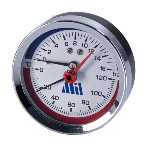 Термоманометр горизонтальный  80 мм 1/2"- 16 бар (0-120C) Millennium
