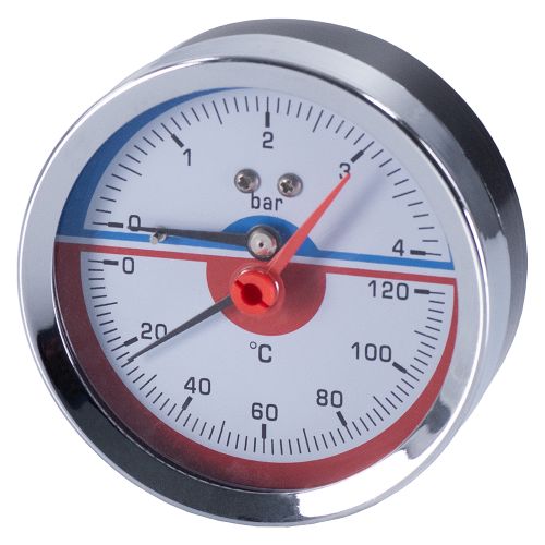 Термоманометр горизонтальный  80 мм 1/2"- 4 бар (0-120C) Millennium