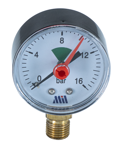 Манометр вертикальный 1/4" (50/16 бар) Millennium