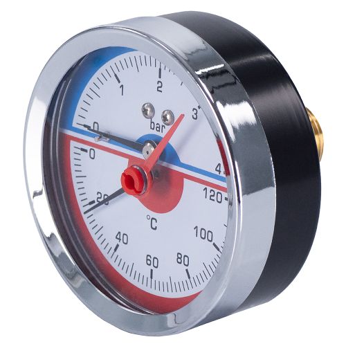 Термоманометр горизонтальный  80 мм 1/2"- 16 бар (0-120C) Millennium
