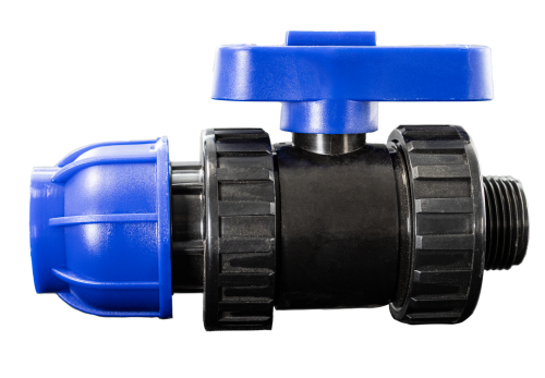 Кран шаровый ПНД    25- 3/4 с наружной резьбой (PN16)  Millennium