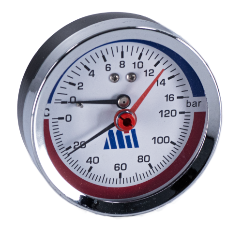Термоманометр вертикальный  80 мм 1/2"- 16 бар (0-120C) Millennium