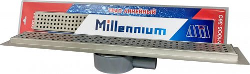 Трап линейный из нержавеющей стали с сухим поворотным гидрозатвором  80 см (решётка 04) Millennium