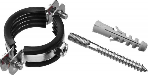 Хомут металлорезиновый со шпилькой и дюбелем 4" (108-114 мм) Millennium