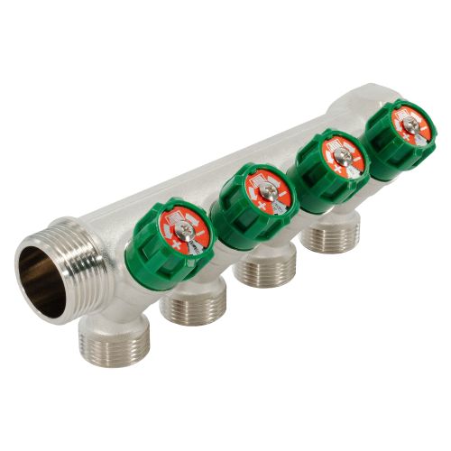 Регулирующий коллектор 45° без цанг 1" х 3/4" под евроконус Millennium 4 выхода